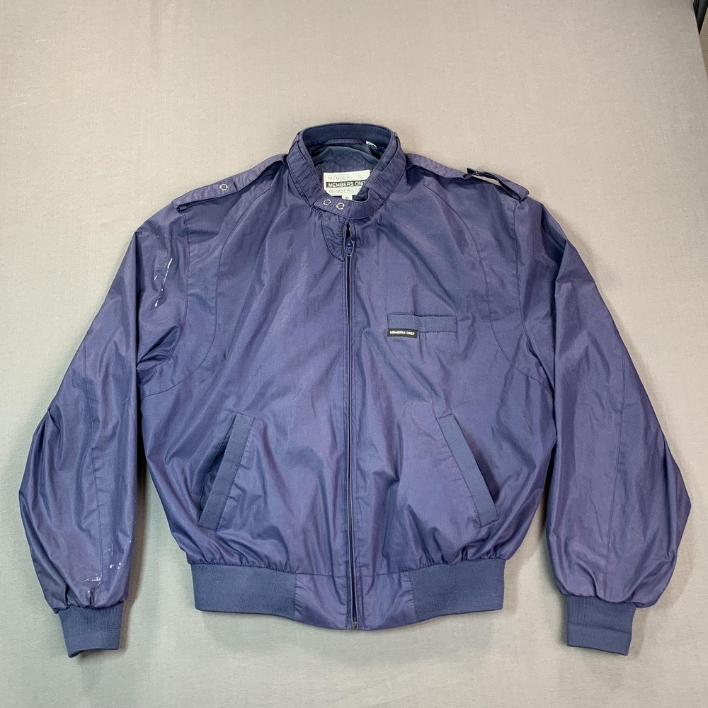 Vintage Members Only Jacket Mens‎ 42 Blue Bomber Stand Collar Hong Kong 80s